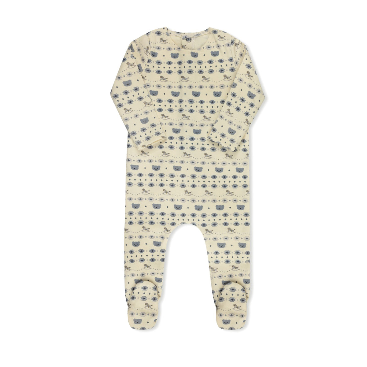 Boys Fairisle print baby footie without hat by Tricot Bebe