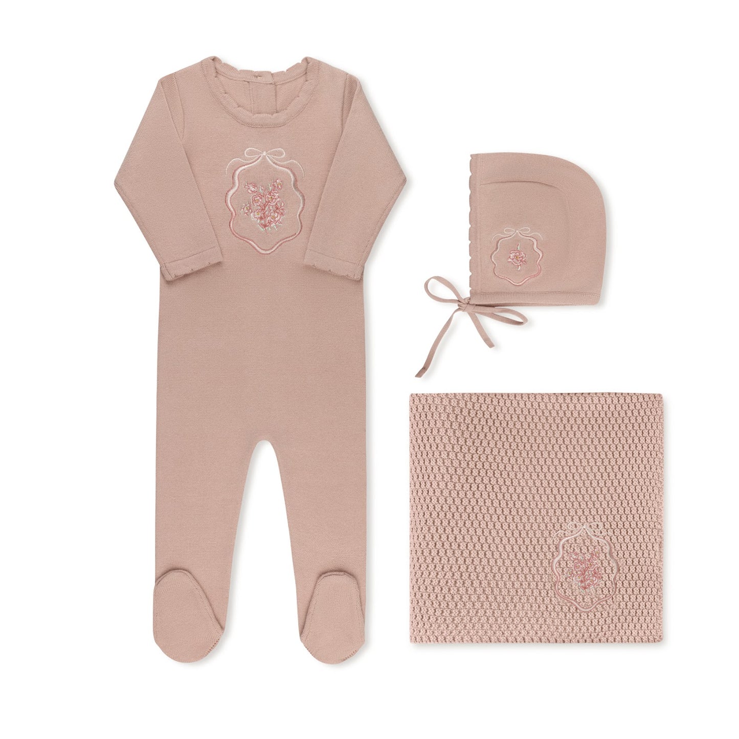 Embroidered Crest Wrap Pink