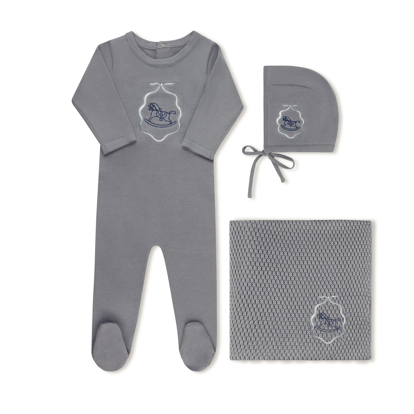 Embroidered Crest Wrap Blue