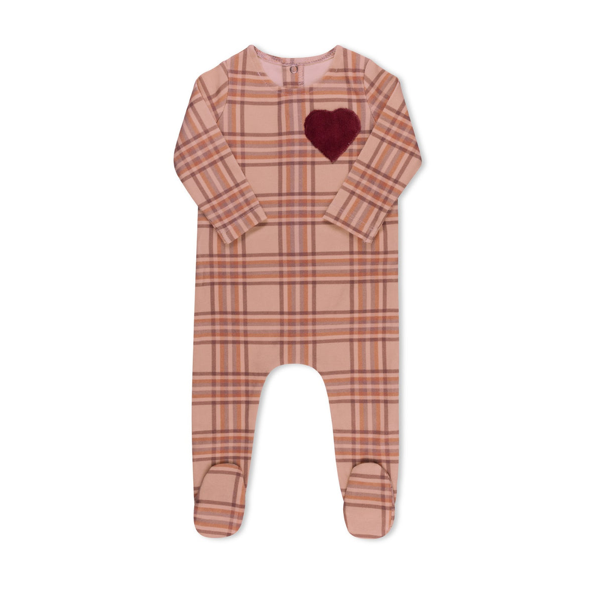 Girls plaid baby footie without hat by Tricot Bebe