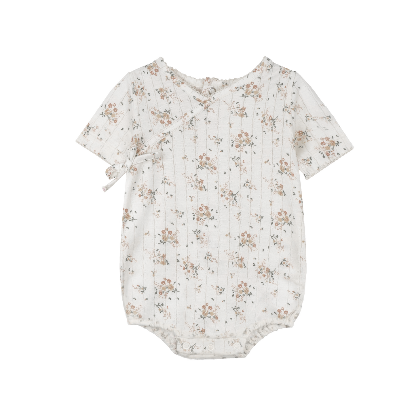 Ribbed Floral Kimono Short Romper