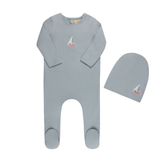 Embroidered Cherries/ Boat  Layette Set