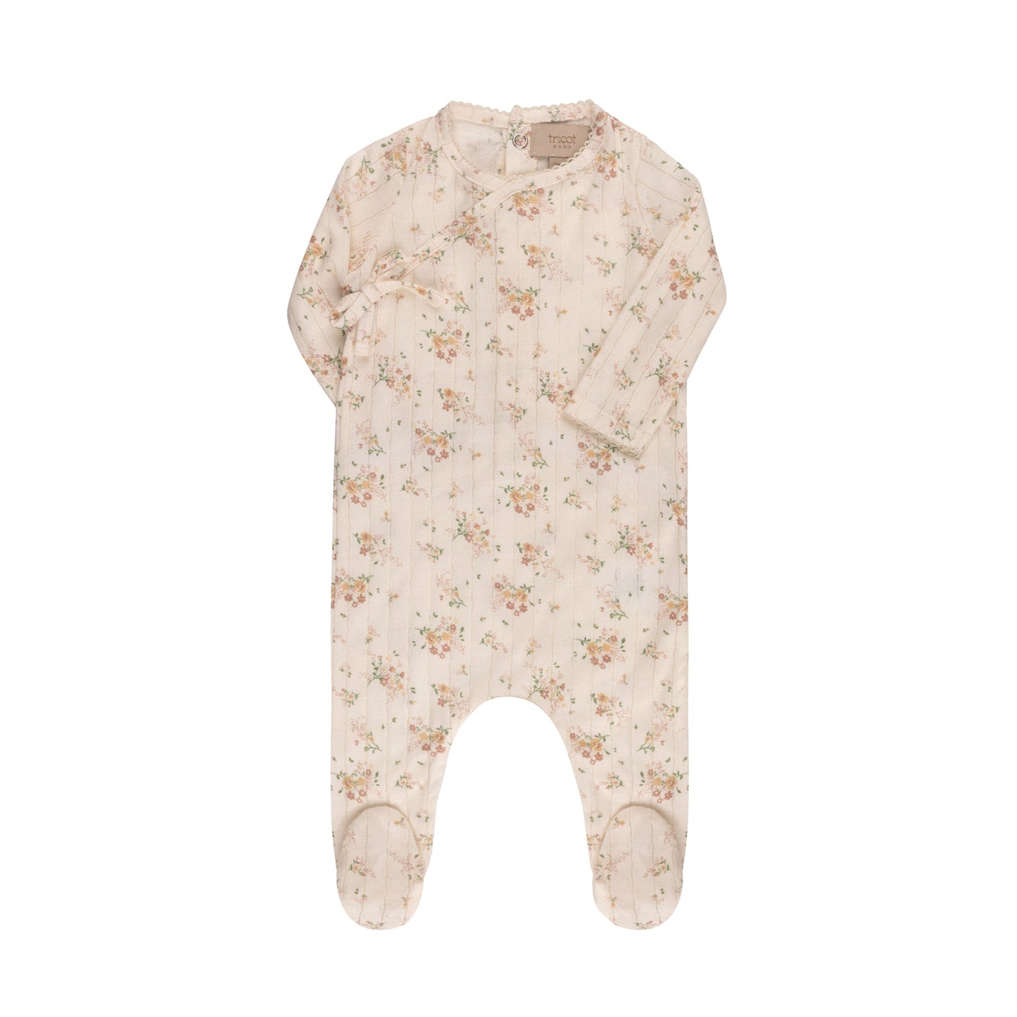 Ribbed Floral Print Kimono Footie & Hat