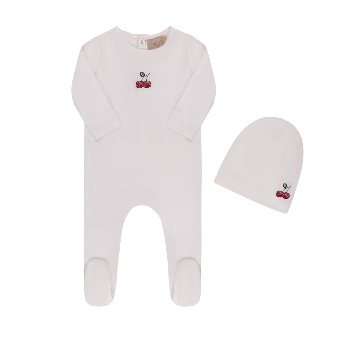 Embroidered Cherries/ Boat Footie & Hat