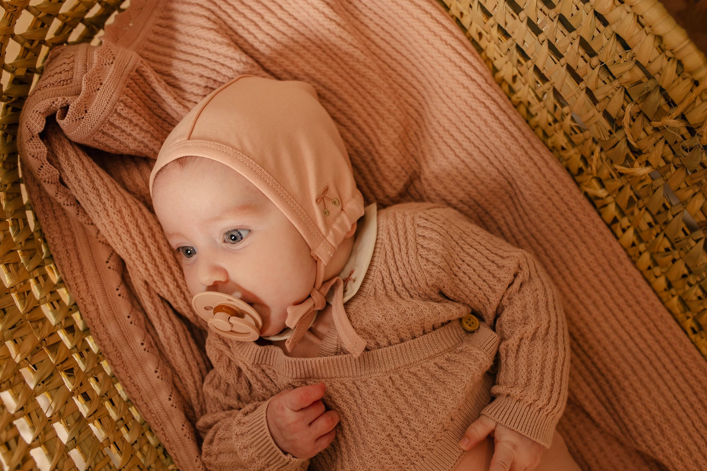 Embroidered Collar Footie and Knit Cardigan