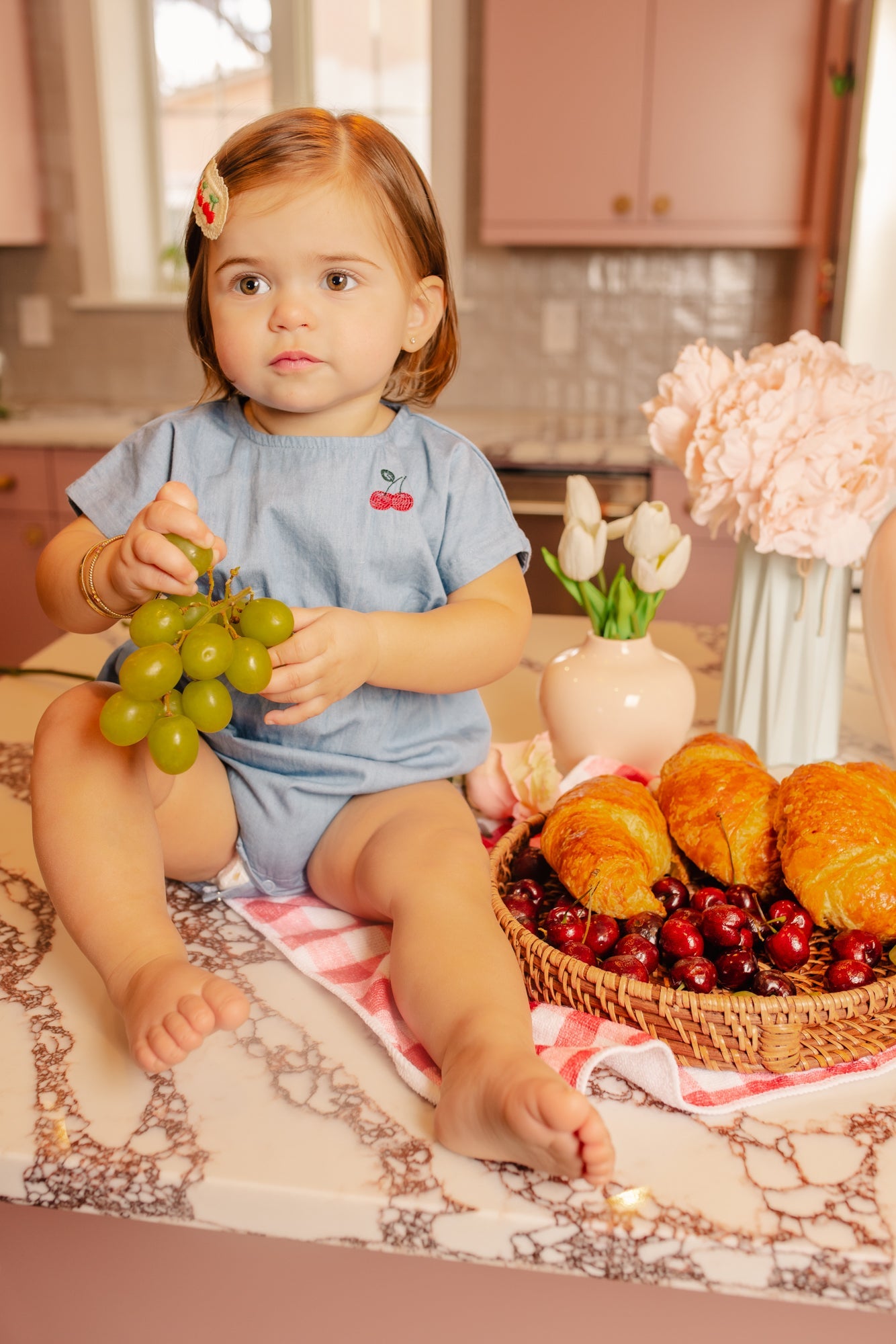 Denim Cherry/ Boat Romper