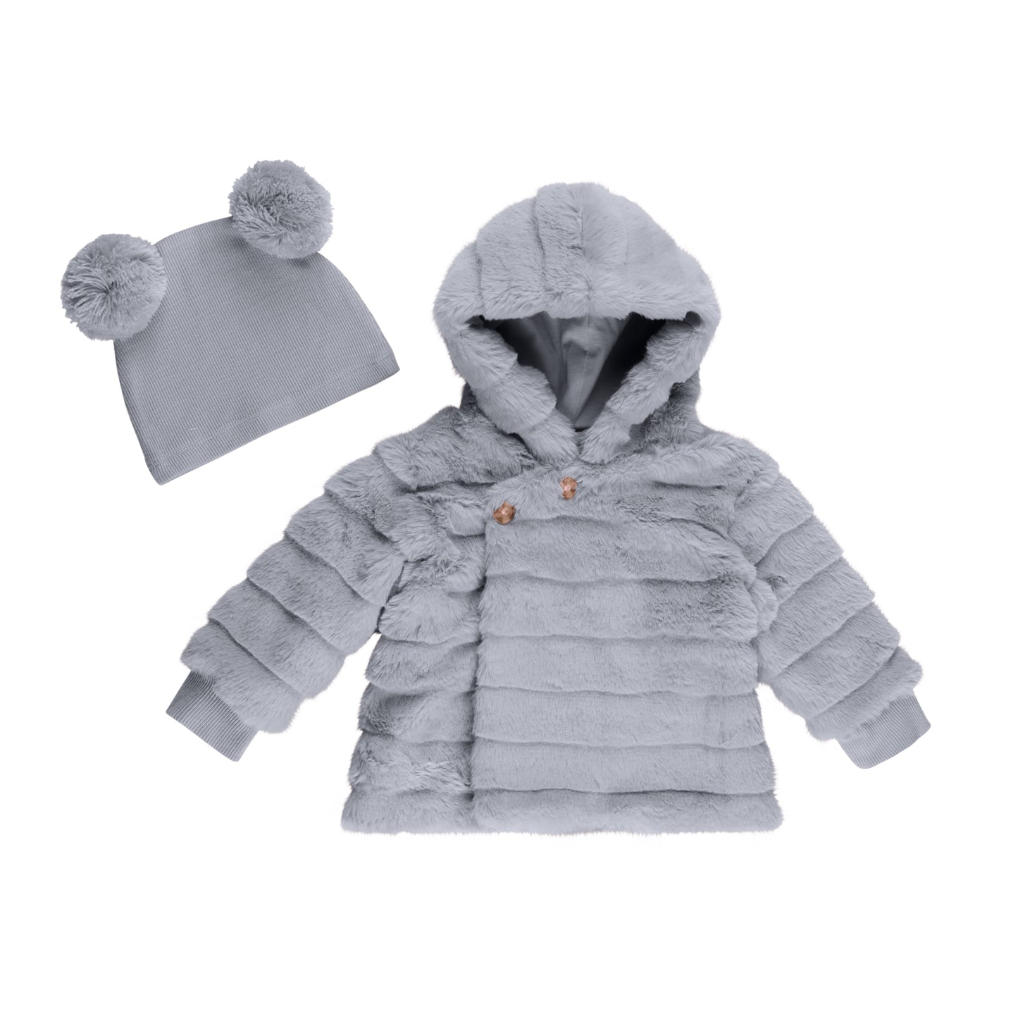 faux fur jacket - Hat subject to availability