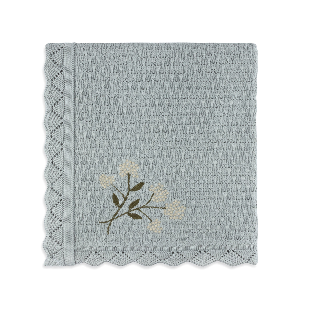 Floral Knit Collection blue blanket