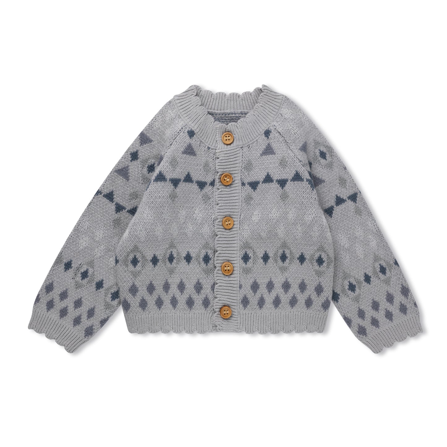 Jacquard knit baby cardigan with pattern detail by Tricot Bebe