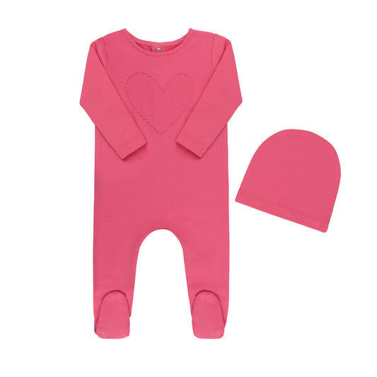Ribbed Heart  Footie & Hat