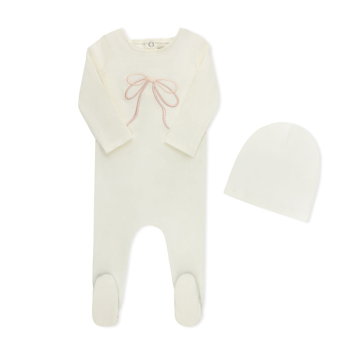 Bow footie and matching bonnet β TB by Tricot
