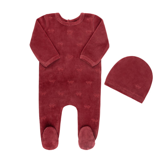 Embroidered Bow Footie & Hat