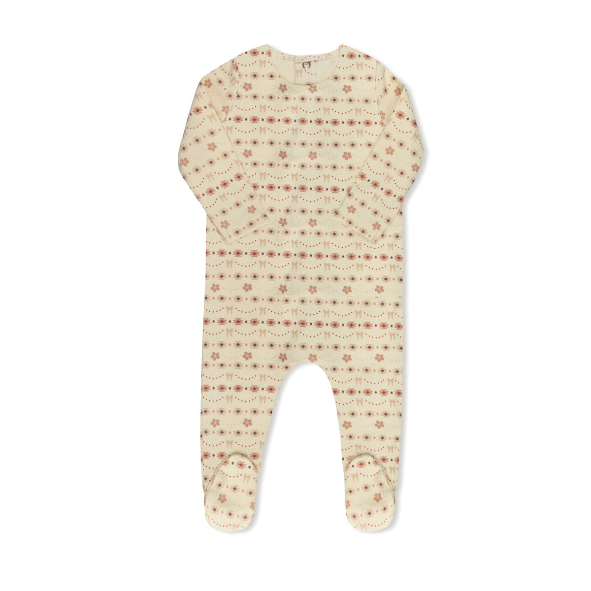 Girls Fairisle print baby footie without hat by Tricot Bebe