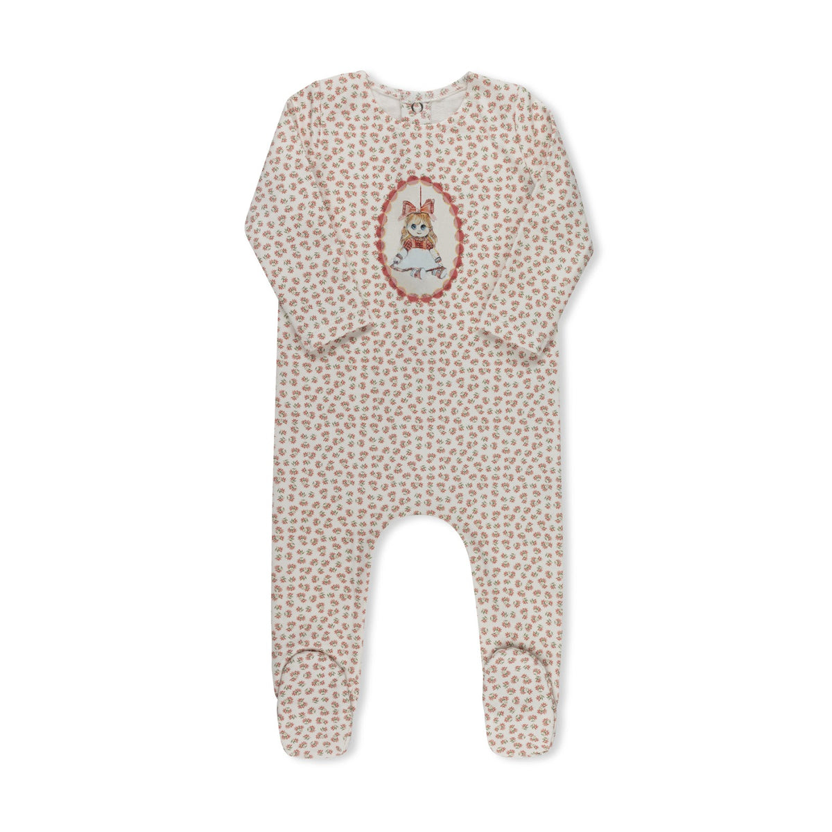Ditsy Doll print baby footie without hat by Tricot Bebe