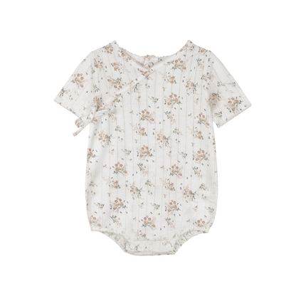 Ribbed Floral Kimono Short Romper