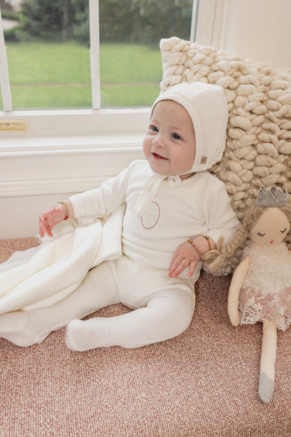 Lace Bow Applique Layette Set