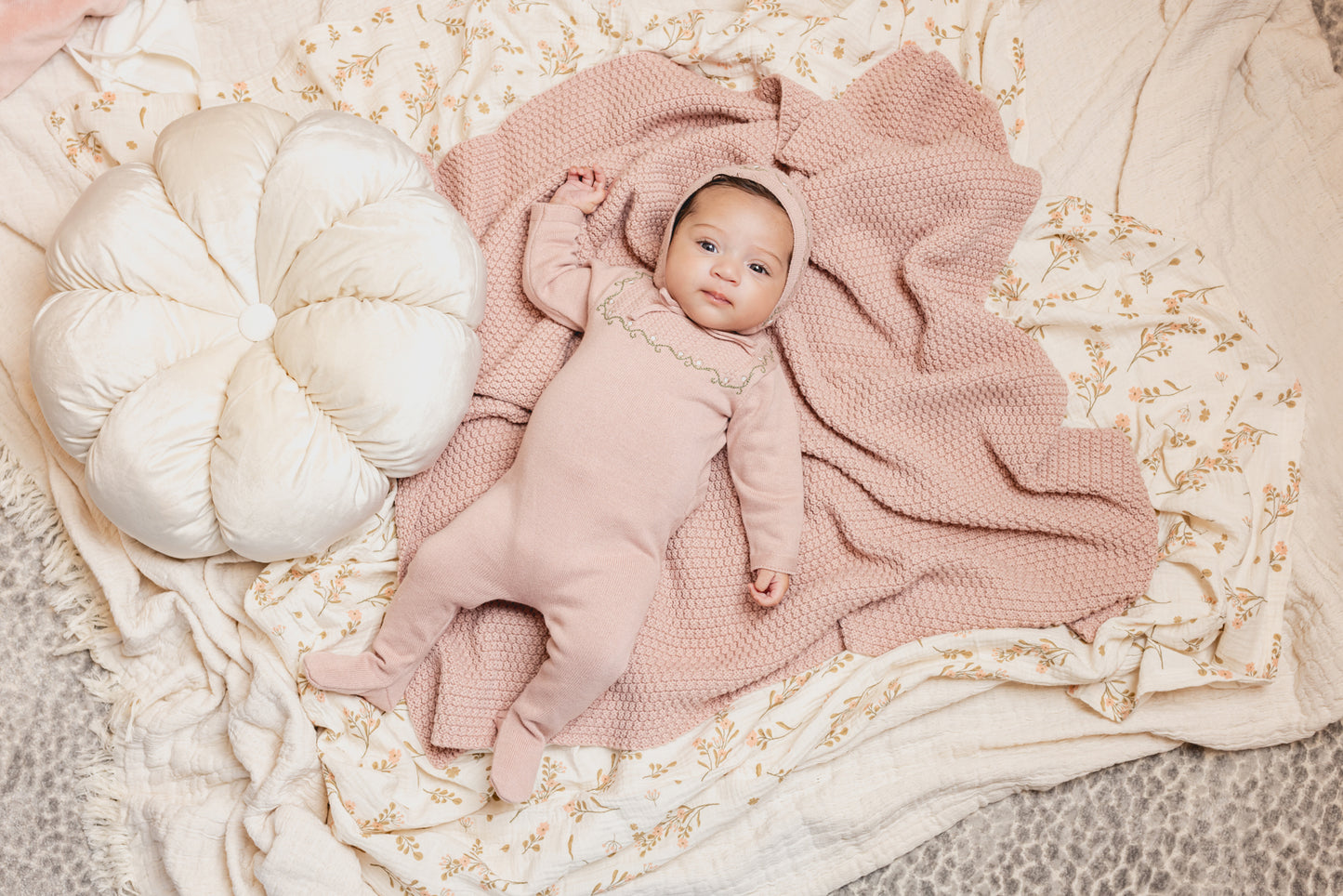 Waffle Embroidered Knit Blanket