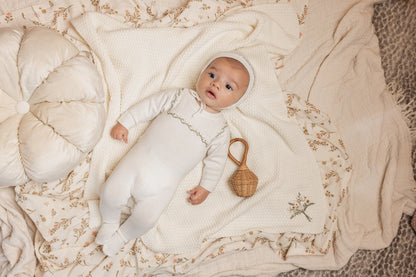 Waffle Embroidered Knit Blanket