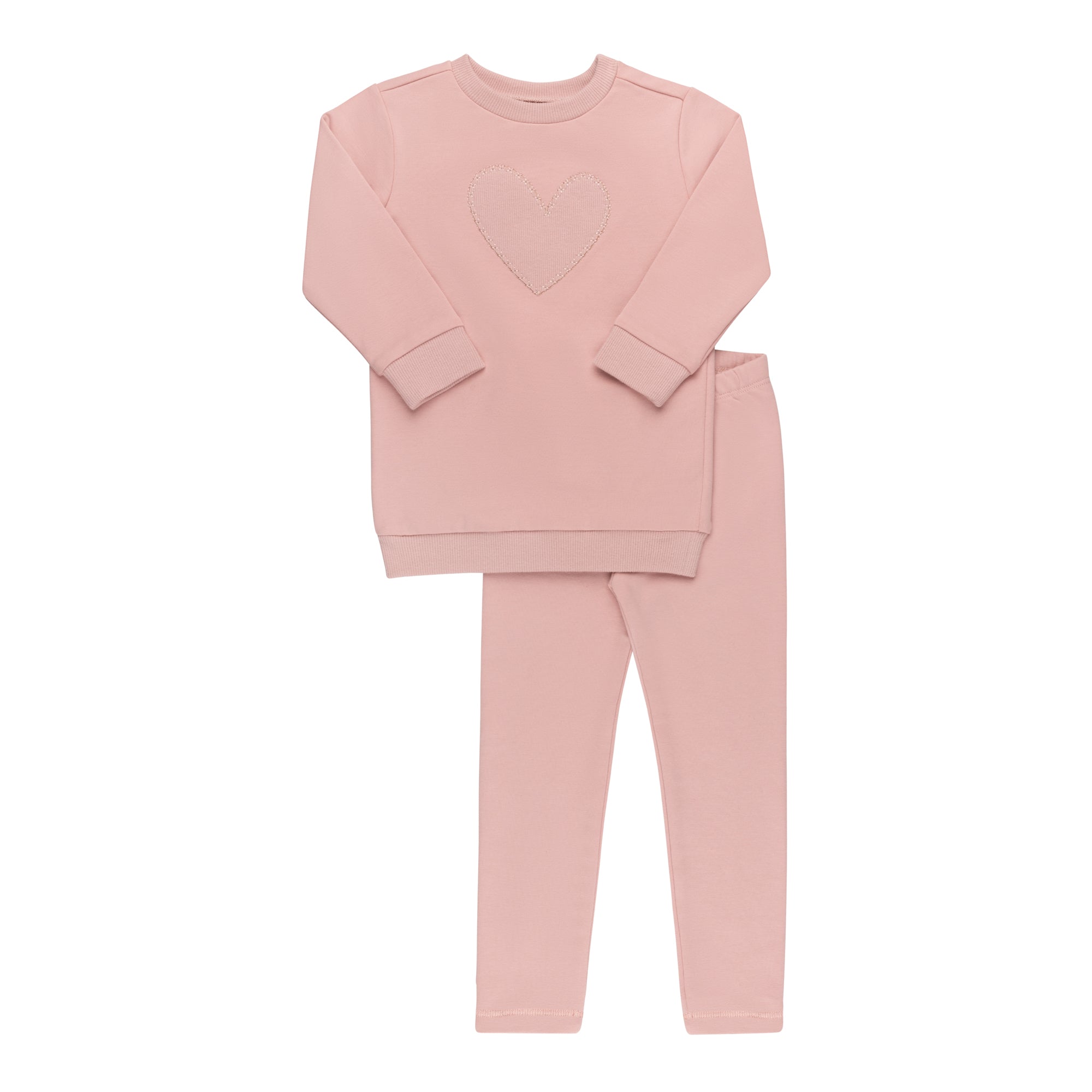 Ribbed Heart Sweatshirt Set