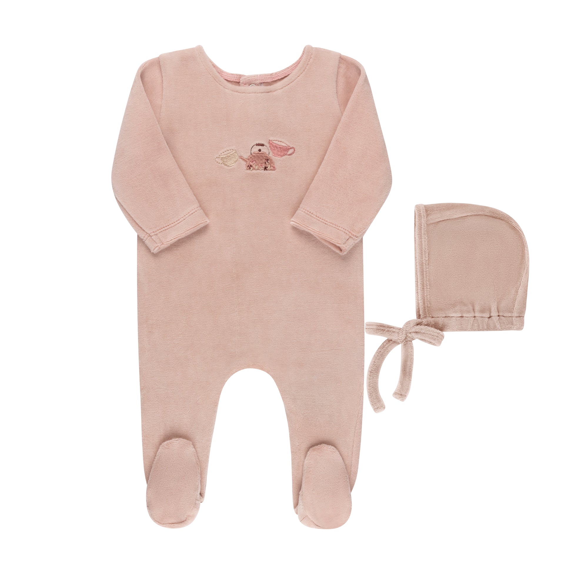 Embroidered Teapot Footie & Hat