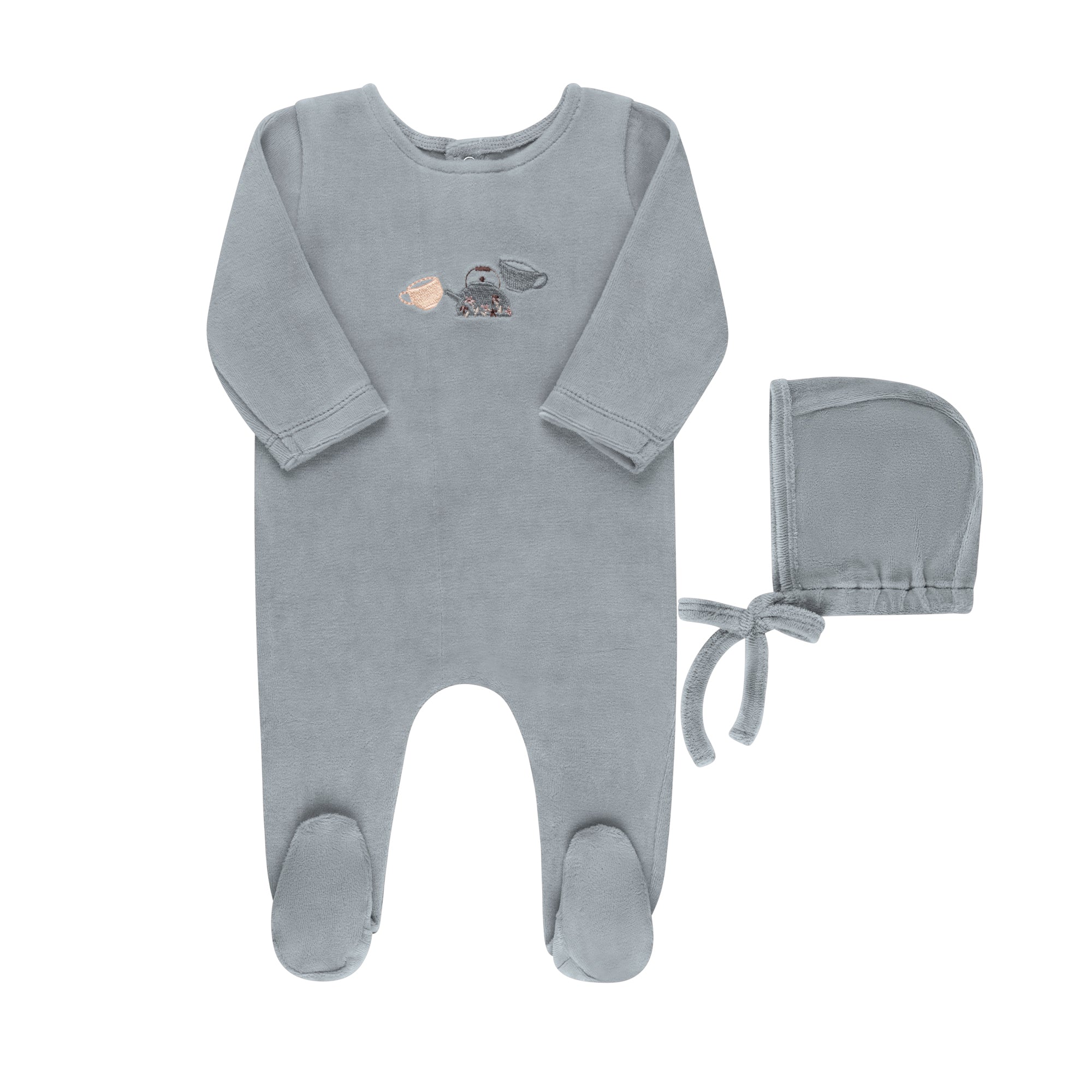 Embroidered Teapot Footie & Hat