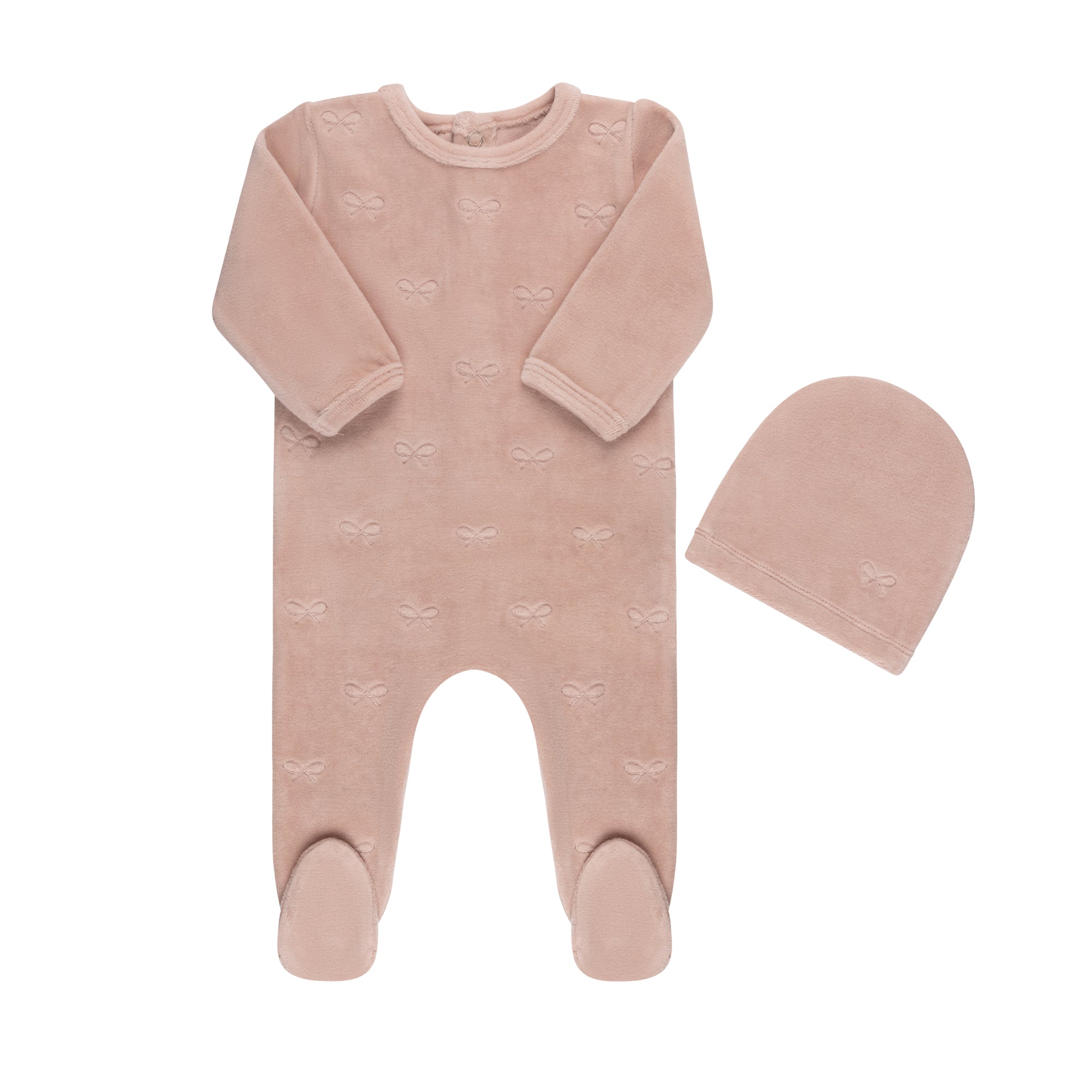 Embroidered Bow Footie & Hat