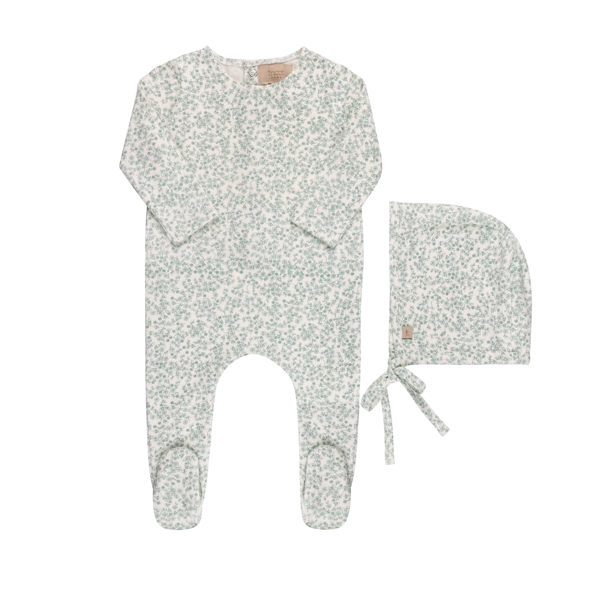 Ditsy Print Floral Footie & Hat