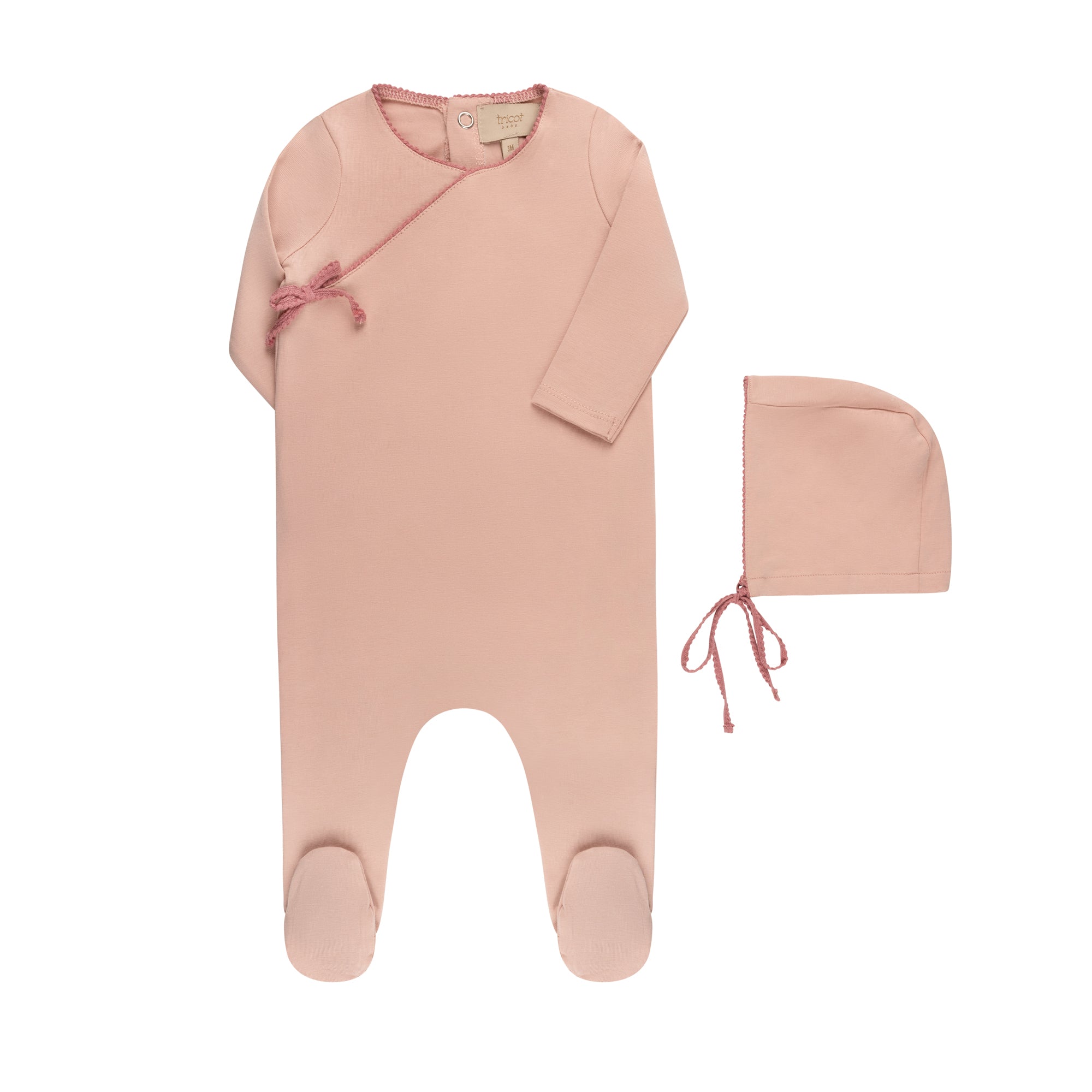 Contrast Color Kimono Footie & Hat