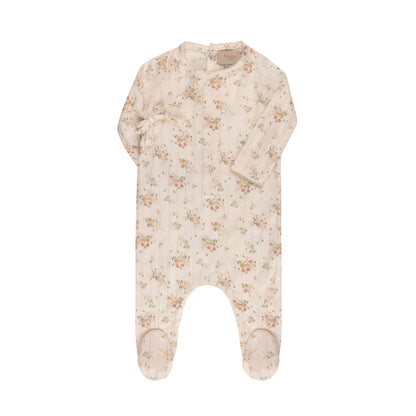 Ribbed Floral Print Kimono Footie & Hat