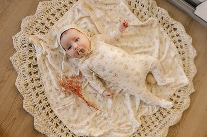 Ribbed Floral Print Kimono Layette Set