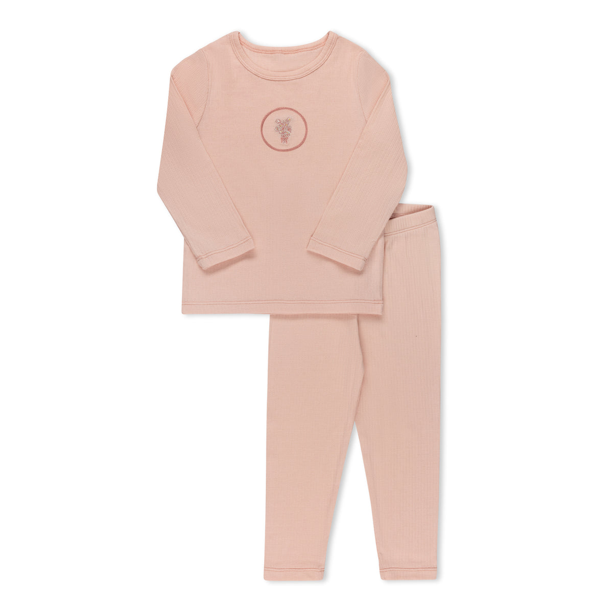 Pink embroidered appliqué baby pajamas by Tricot Bebe