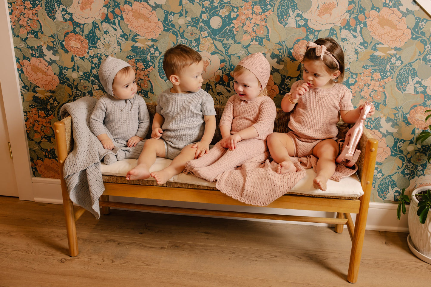 Pointelle Knit Footie & Hat