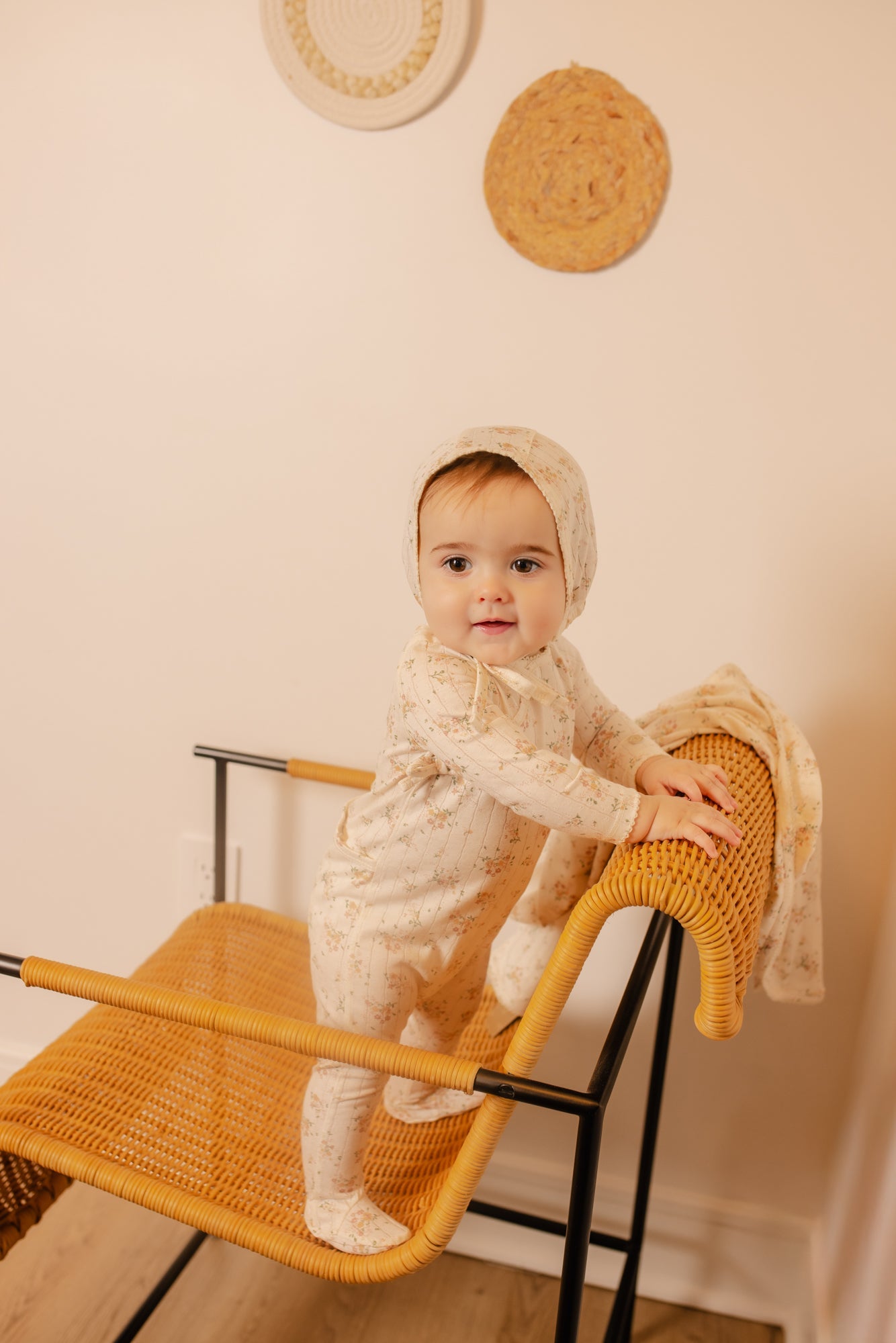 Ribbed Floral Print Kimono Layette Set