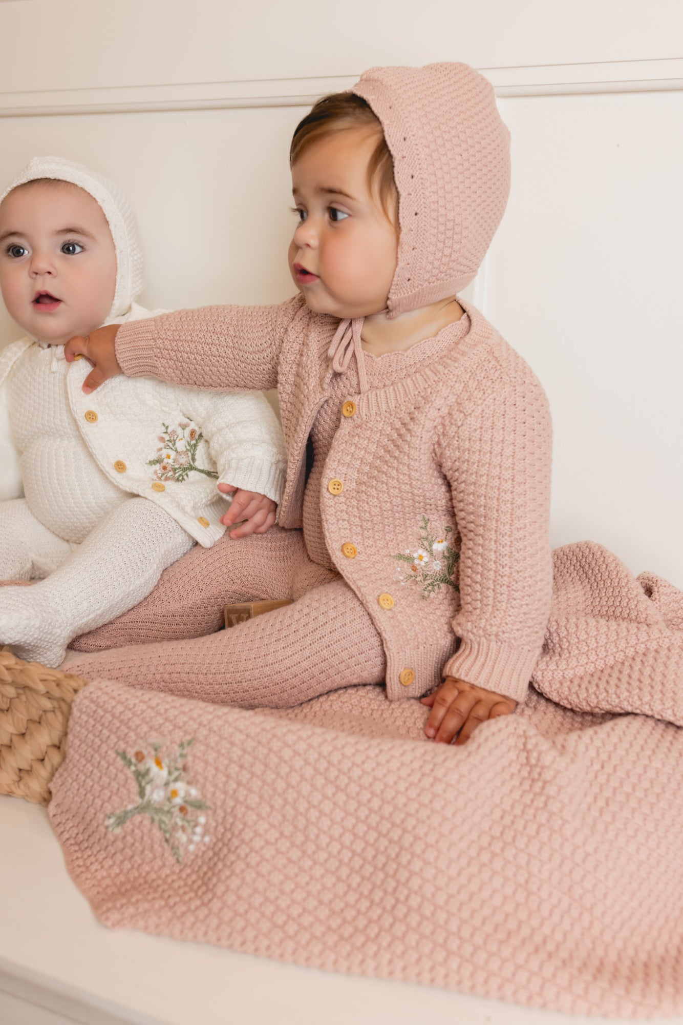 Waffle Embroidered Knit Blanket