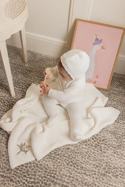 Waffle Embroidered Knit Blanket