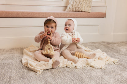 Waffle Knit Cardigan & Bonnet