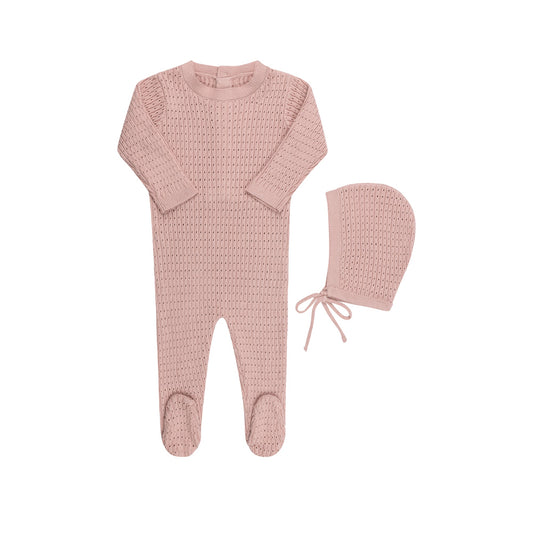 Pointelle Knit Footie & Hat