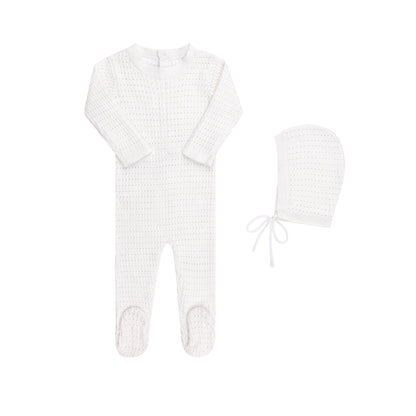 Pointelle Knit Footie & Hat