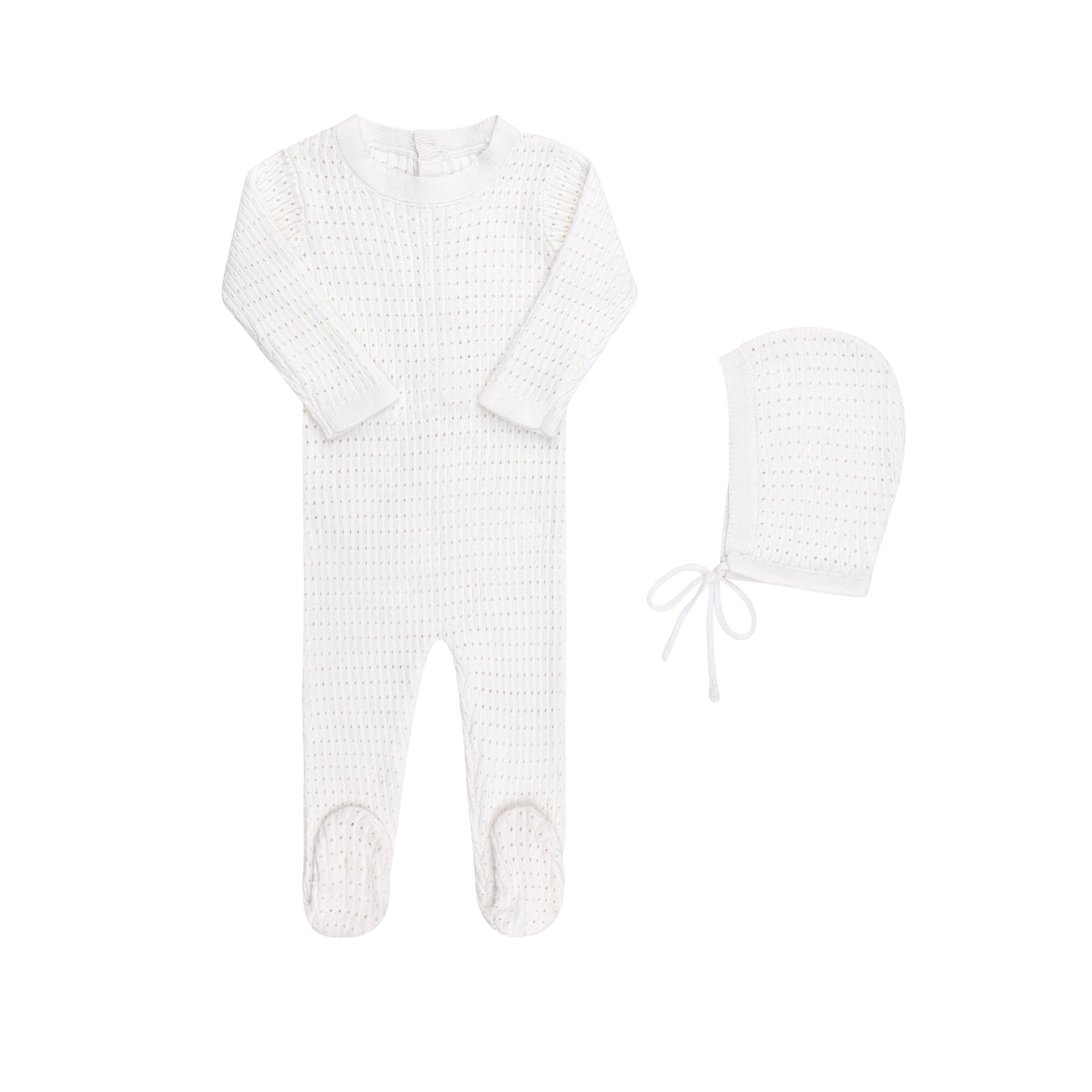 Pointelle Knit Footie & Hat