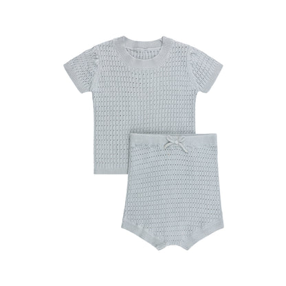 ⁠pointelle knit 2 piece short set