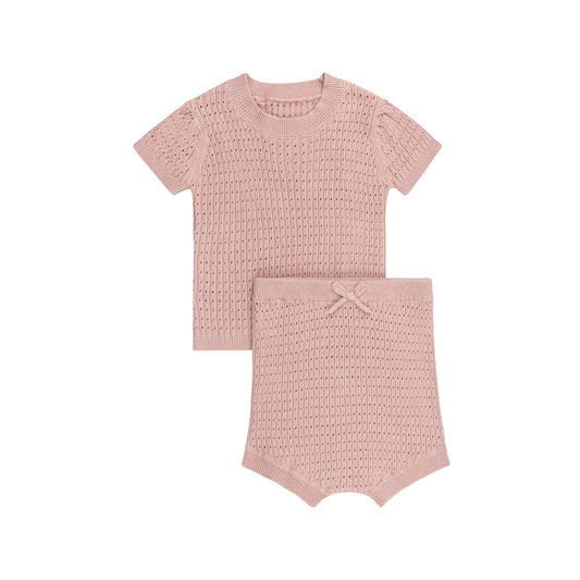⁠pointelle knit 2 piece short set
