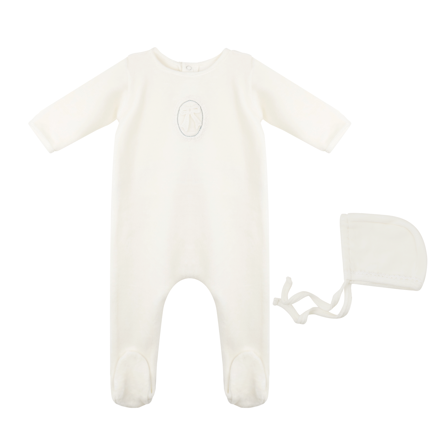 Lace Bow Applique Layette Set