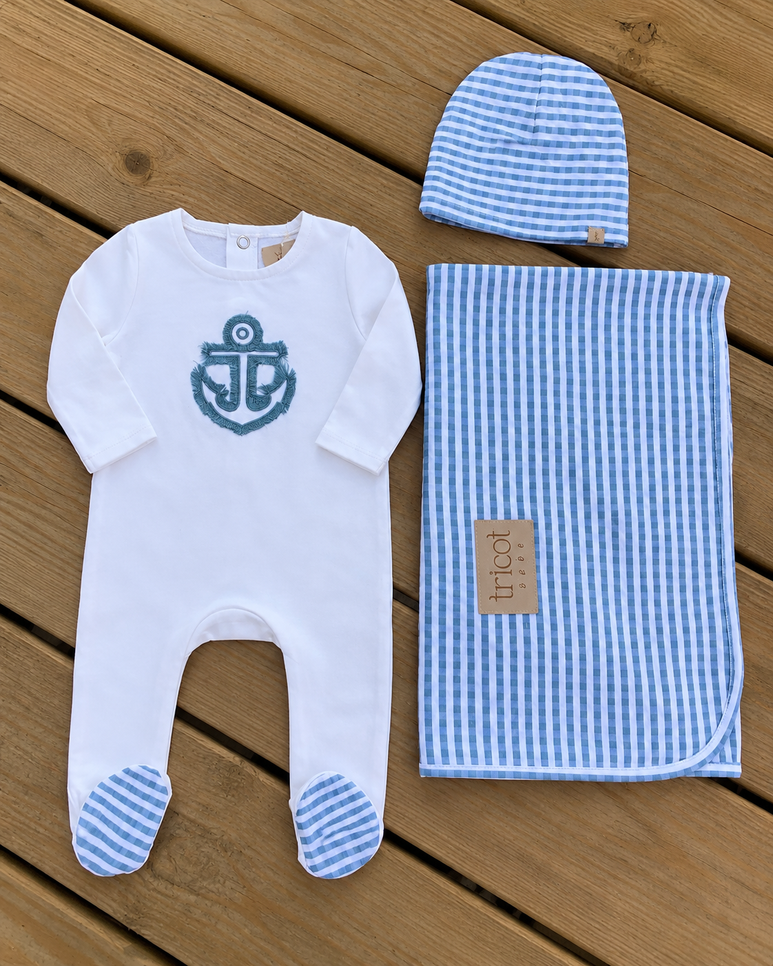 Checked Fringe Layette Set