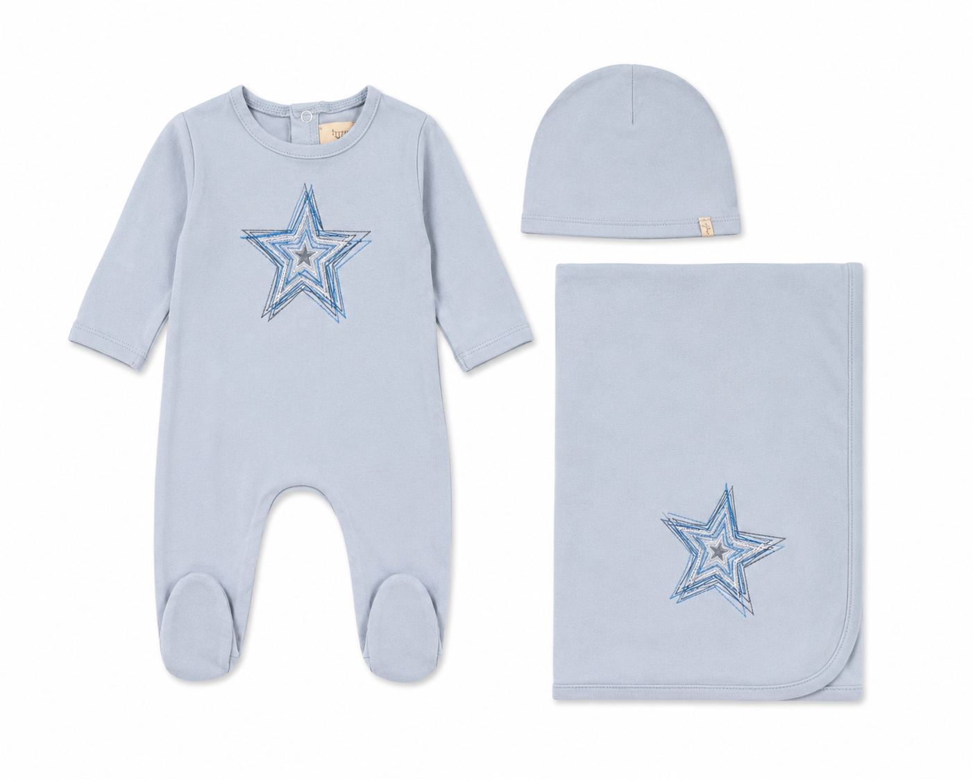 Embroidered Flower/Star Layette Set