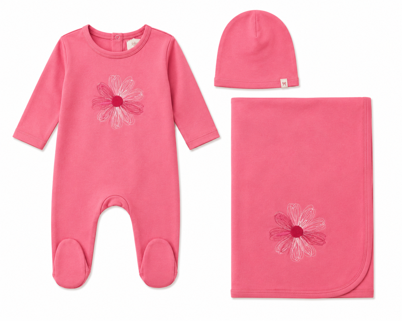 Embroidered Flower/Star Layette Set