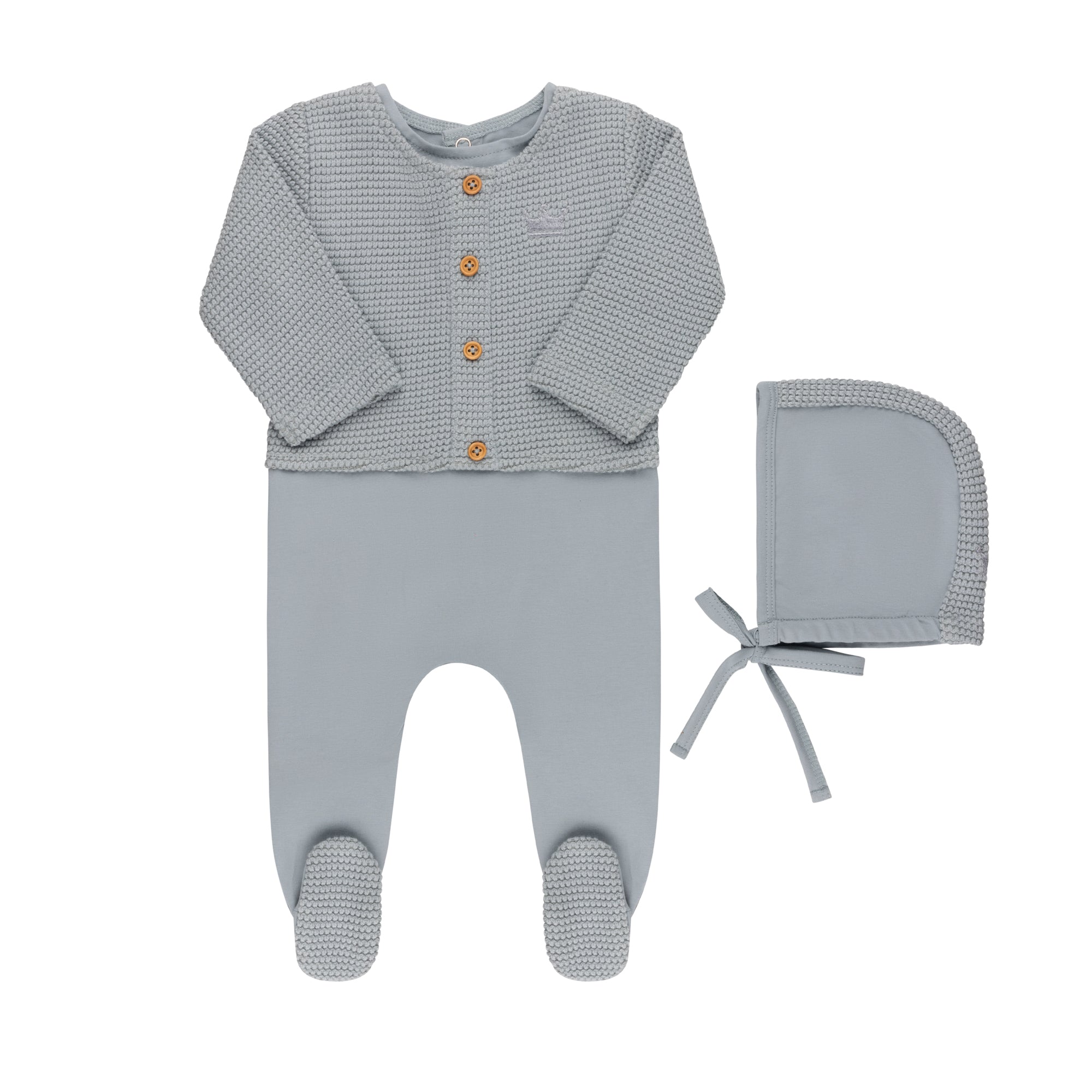 Faux Cardigan Footie & Hat