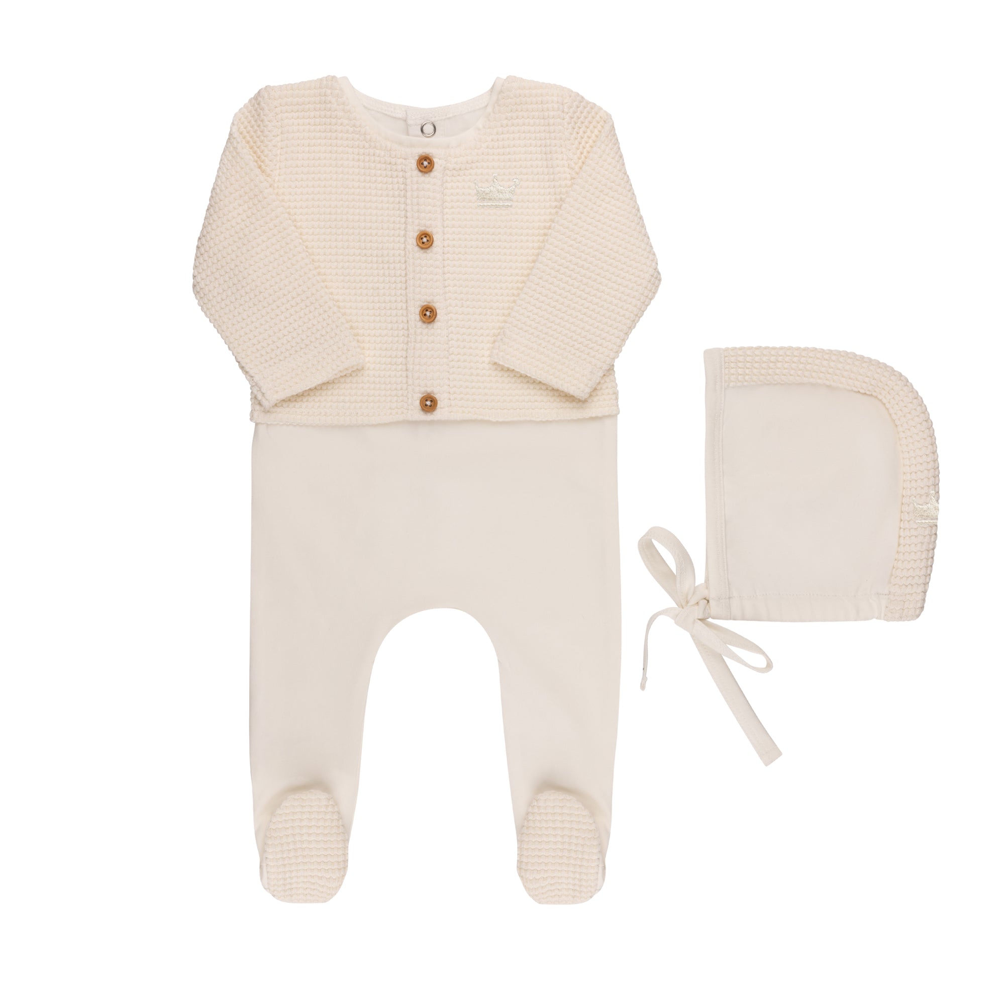Faux Cardigan Footie & Hat
