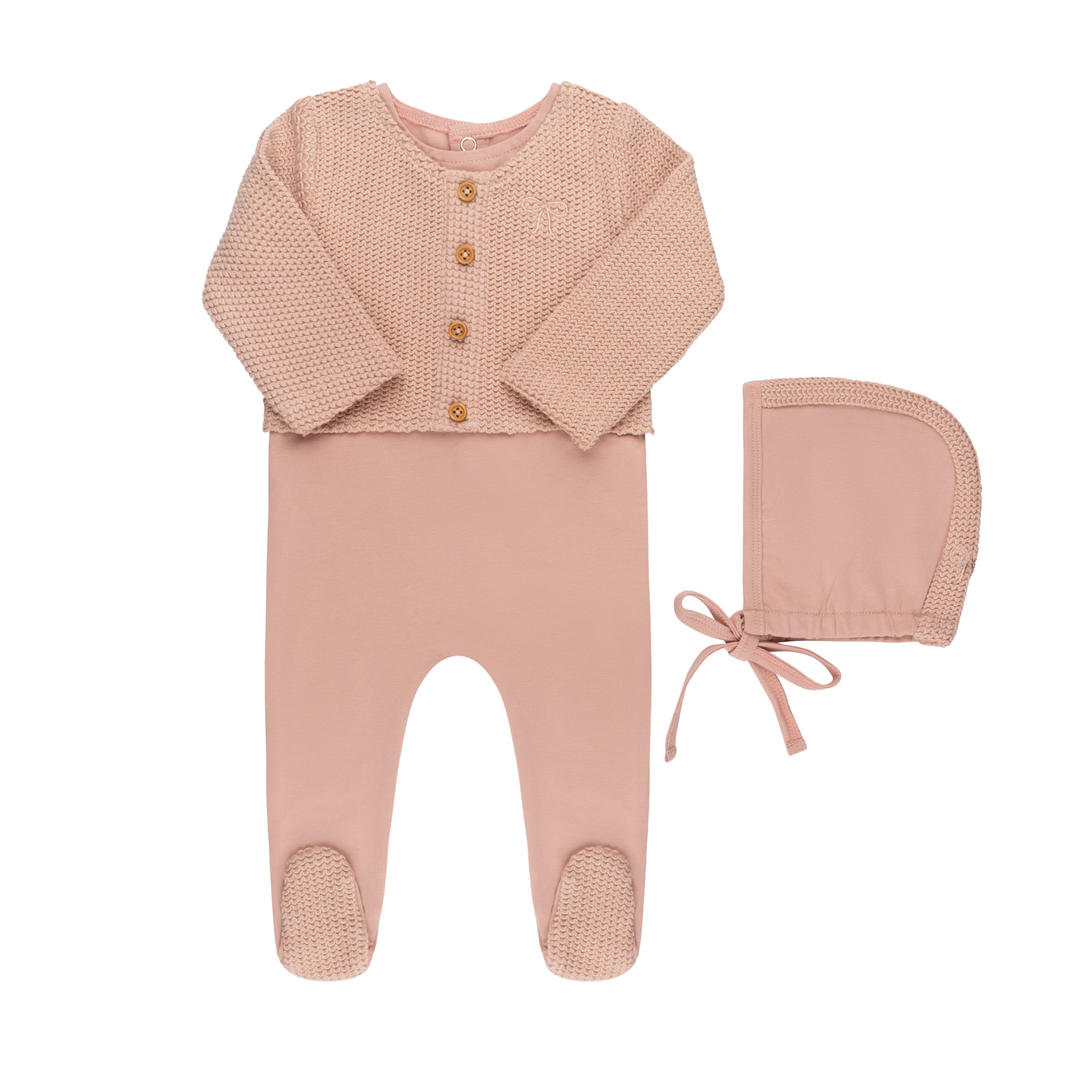 Faux Cardigan Footie & Hat