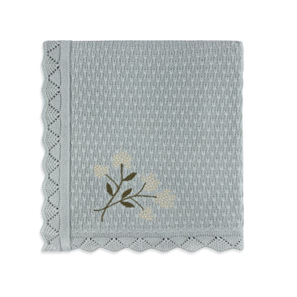 Floral Knit Collection blue blanket