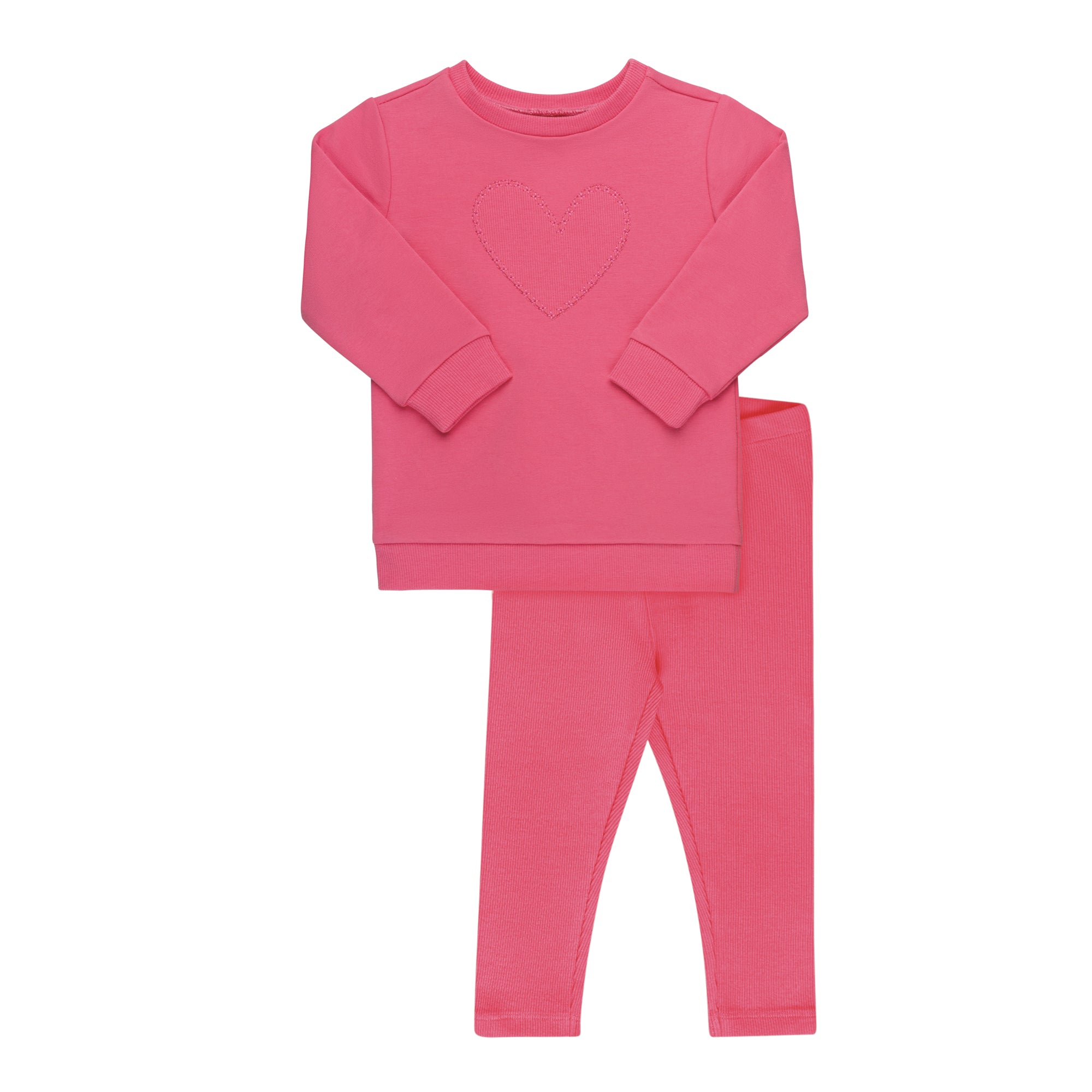 Ribbed Heart Sweatshirt Set